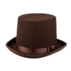 Chapeau Haut de Forme Marron en Feutre Luxe