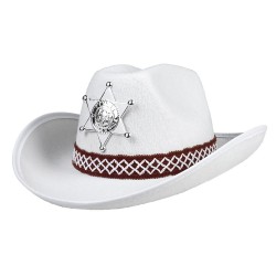 Chapeau de Shériff Blanc, Taille Enfant