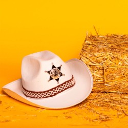 Chapeau de Shériff Blanc, Taille Enfant