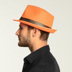 Chapeau borsalino ajouré avec bande bicolore adulte : Deguise-toi, achat de  Accessoires