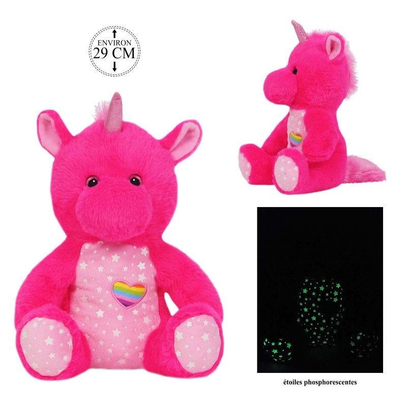 Peluche Licorne Assise Phosphorescente 29cm