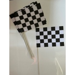 Drapeau à Damier 14 x 21cm avec Bâton