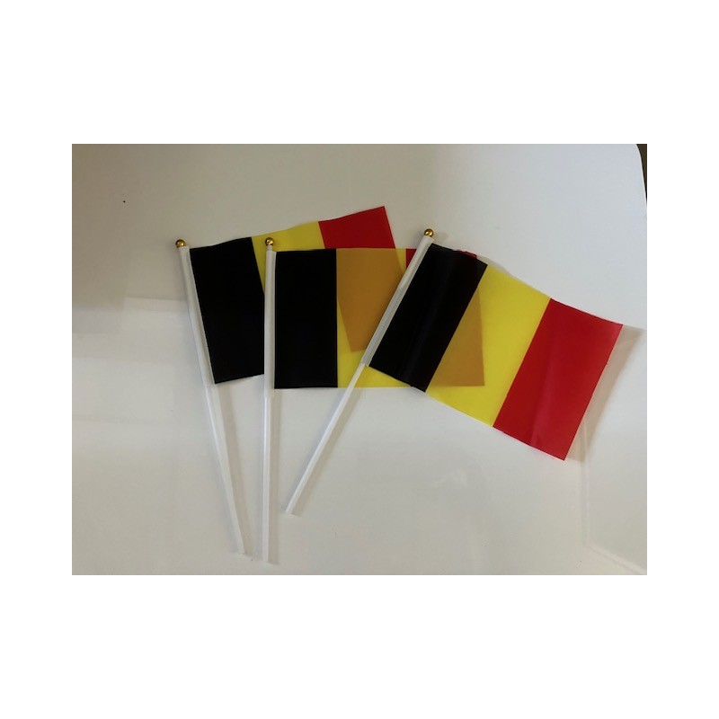 Drapeau Belgique 14 x 21cm avec Bâton