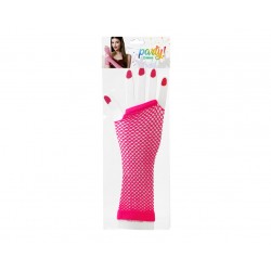 Gants Longs Résille Rose Fluo