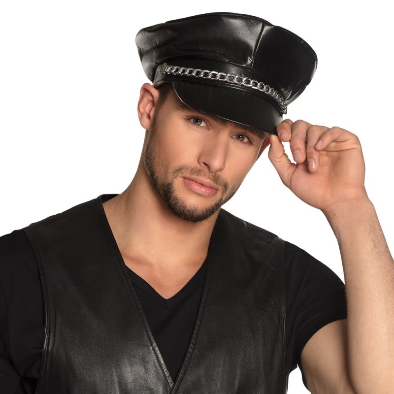 Casquette Simili Cuir de Rocker Noir