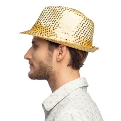 CHAPEAU BORSALINO VERT FLUO PAILLETTES THÉÂTRE PAILLETTES HOMME FEMME