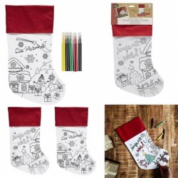 Chaussette de Noël à Colorier Avec Feutres