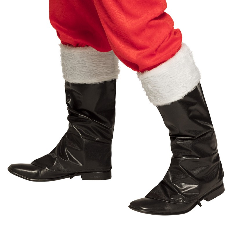 Sur-Bottes Jambières Noir de Père Noël Avec Fourrure