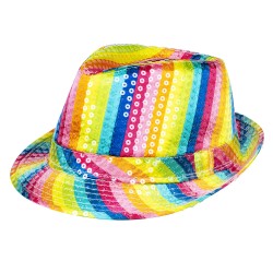 Chapeau Borsalino Paillettes Sequins Arc-En-Ciel