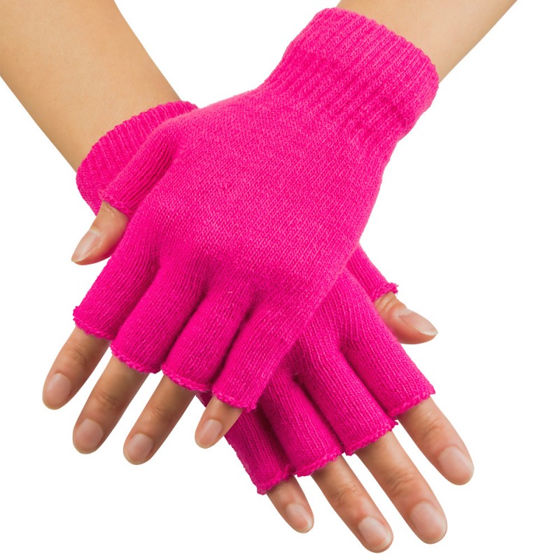 Gants Mitaines Courtes Rose Fluo