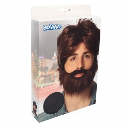 Perruque Dude Brune Avec Barbe