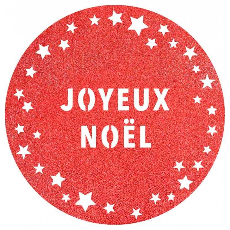 Set De Table Paillettes Rouge  Joyeux Noel, 6 Pièces