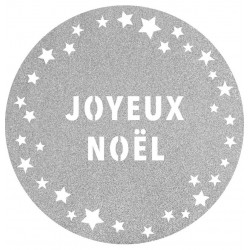 Set De Table Paillettes Argent  Joyeux Noel, 6 Pièces