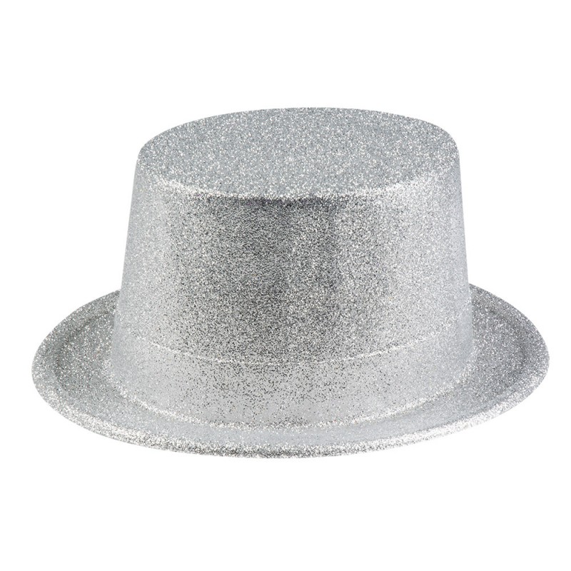 Chapeau Haut de Forme Paillettes Argent