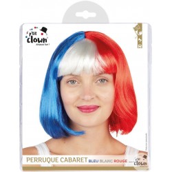 Perruque Cabaret Bleu, Blanc, Rouge