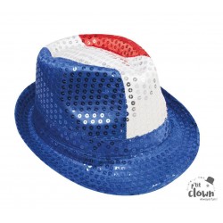 Chapeau Borsalino Paillettes Sequins Bleu, Blanc, Rouge