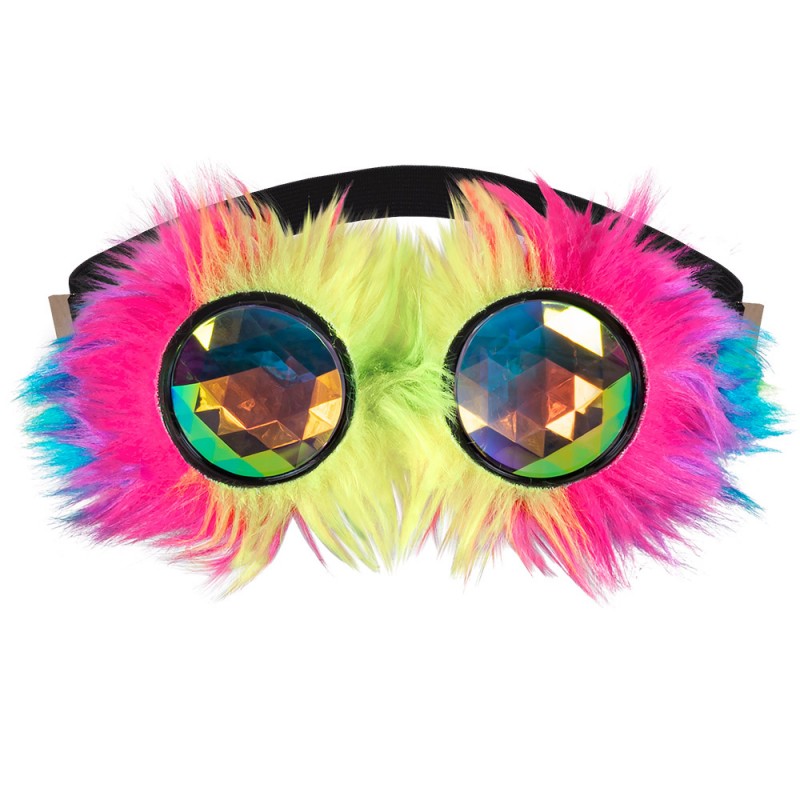 Lunettes Aviateur Peluche Multicolore Avec Verres Holographiques