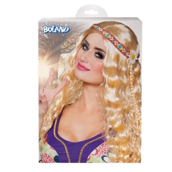 Perruque Hippie Longue Ondulée Blonde Avec Bandeau