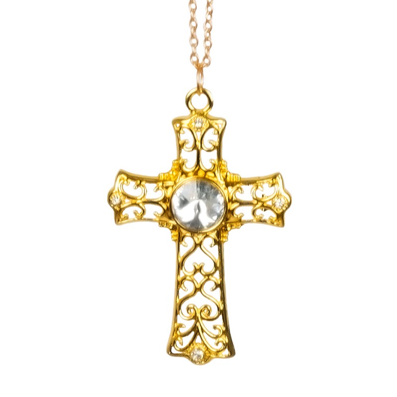 Collier Croix Dorée Avec Faux Diamant