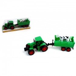 Tracteur Friction Avec Remorque 24cm et Vache