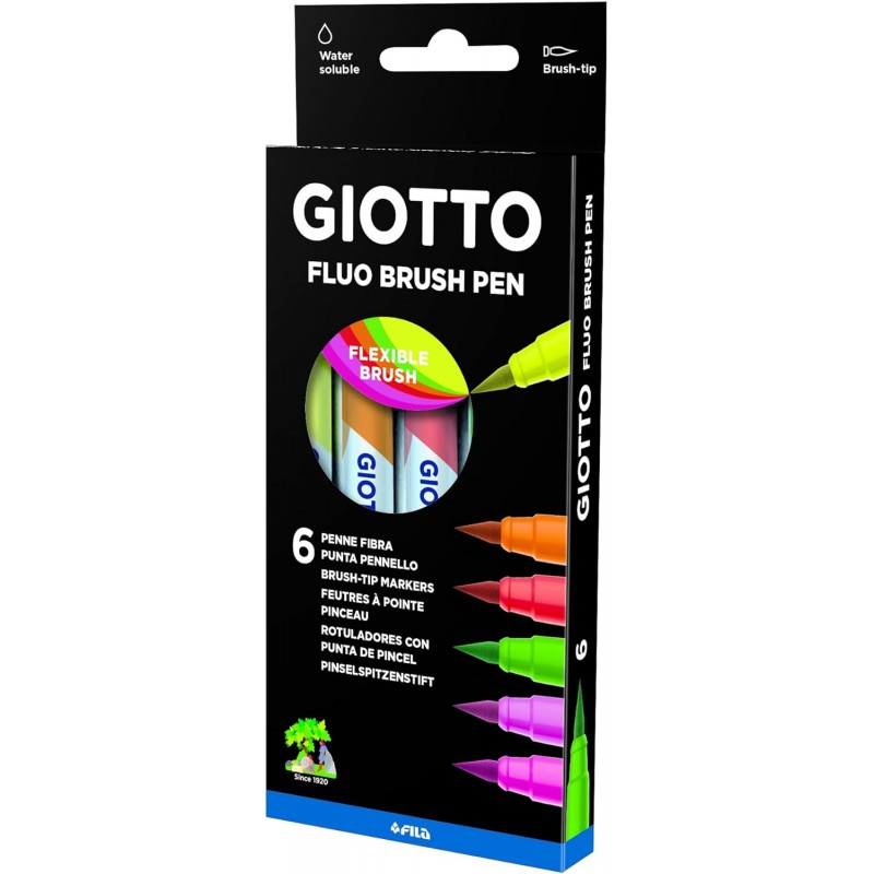 Feutres Soft Brush Fluol 6 Pièces - Giotto