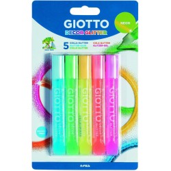 Stylo Colle Gel Glitter Fluo 5 Pièces - Giotto