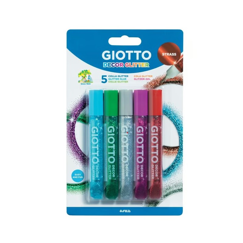 Stylo Colle Gel Glitter Strass 5 Pièces - Giotto