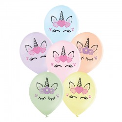 Ballons de Baudruche Multicolore Imprimé Licorne - 6 Pièces