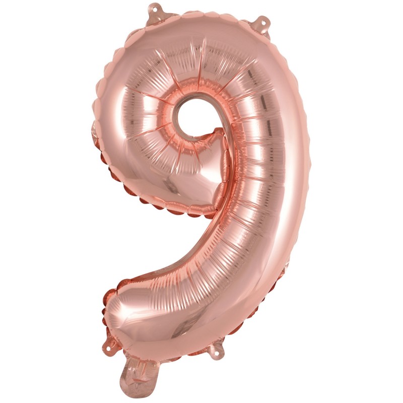 Ballon Chiffre Métallique Rose Gold 9