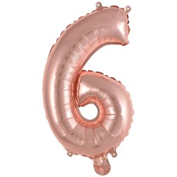 Ballon Chiffre Métallique Rose Gold 6