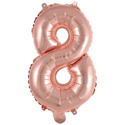 Ballon Chiffre Métallique Rose Gold 8