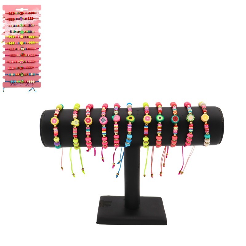 Bracelet Ajustable Fruit Avec Perles et Strass Bracelet Ajustable Fruit Avec Perles et Strass