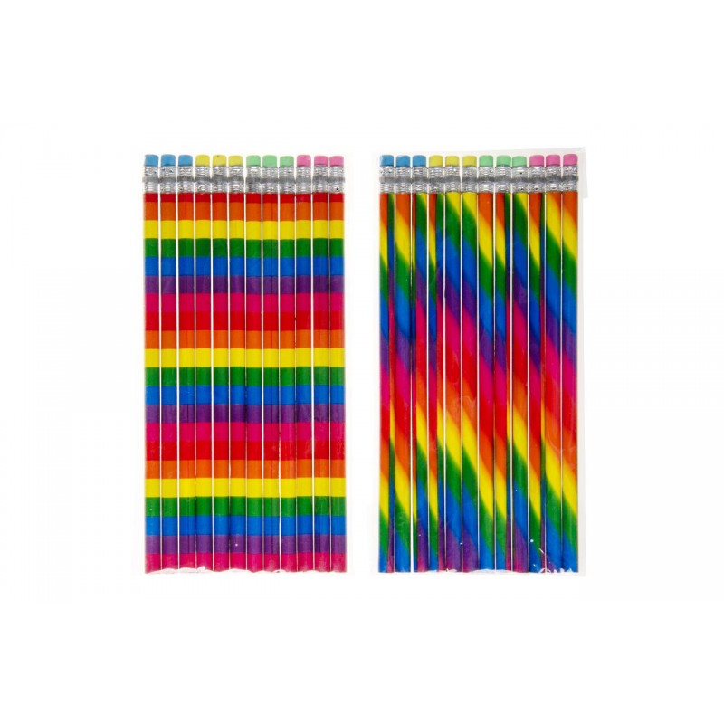 Crayon de Papier Arc-en-Ciel Avec Gomme 12 Pièces