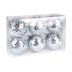 Boules A Facettes Disco Argent 8cm - 6 Pièces