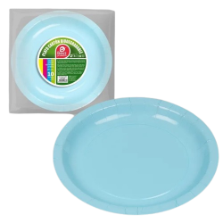 Assiettes Rondes en Carton 20cm Bleu Pastel - 10 Pièces