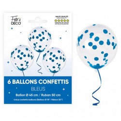 Ballons de Baudruche Confettis Bleu Touareg 6 Pièces