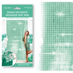 Rideau Métallisé Décoratif Mosaique Vert Menthe 100x200cm