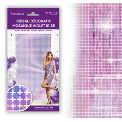 Rideau Métallisé Décoratif Mosaique Violet 100x200cm
