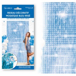 Rideau Métallisé Décoratif Mosaique Bleu Touareg 100x200cm