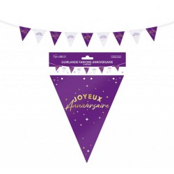 Guirlande Fanions Joyeux Anniversaire Violet Métallique