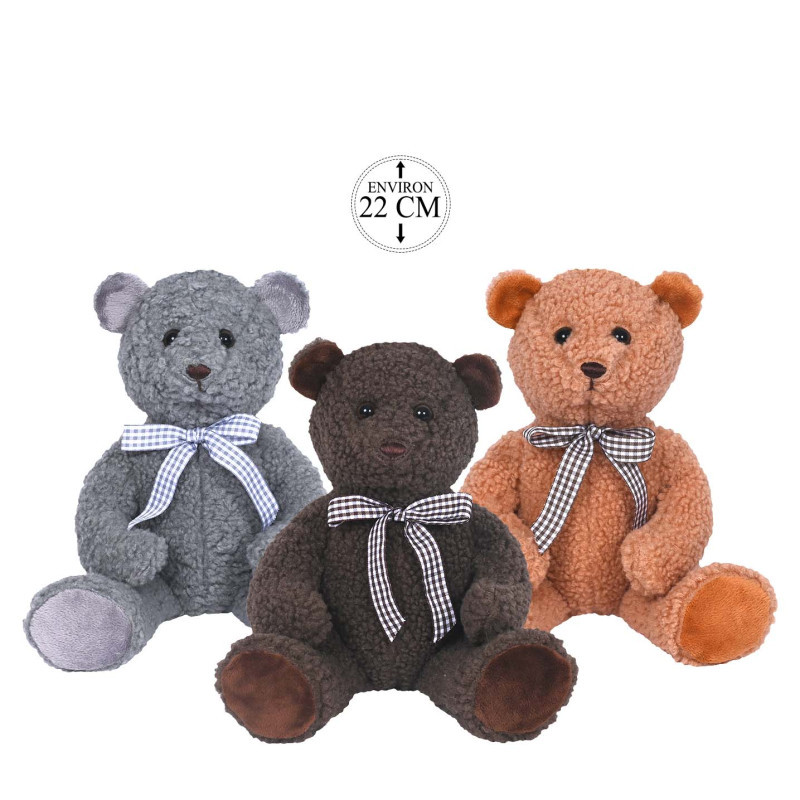 Peluche Ours Assis Bouclé Vintage 22cm Peluche Ours Assis Bouclé Vintage 22cm