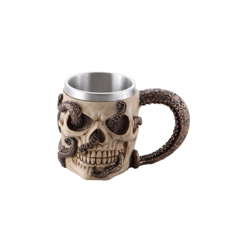 Mug Tête de Mort Octopus en Résine et Métal