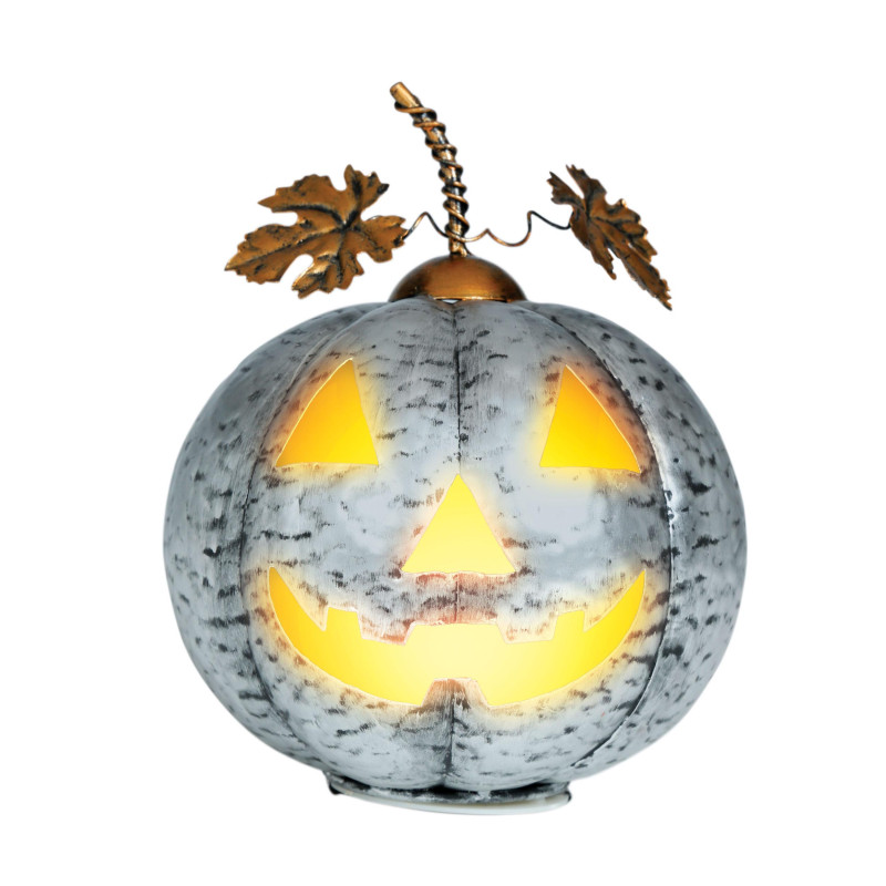 Citrouille En Métal Argent Clair 16cm Citrouille En Métal Argent Clair 16cm