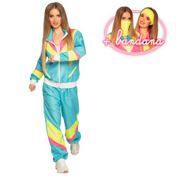 Déguisement Femme Survêtement Rétro Bleu Fluo