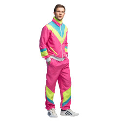 Déguisement Homme Survêtement Rétro Rose Fluo