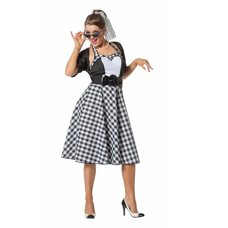 Déguisement Robe Rock  et  Roll Noire et Blanche