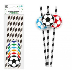 Paille En Papier Foot 6 Pièces