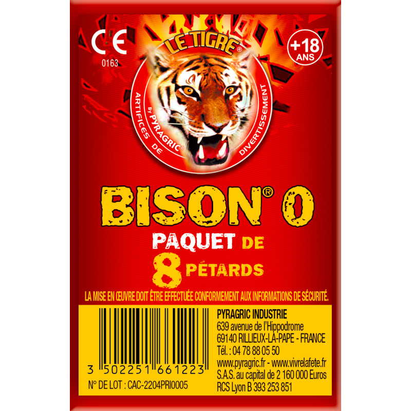 Pétards à Mèche 8 Pièces LE TIGRE® BISON N°0