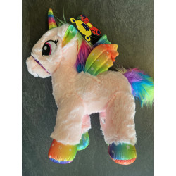 Peluche Licorne Ailée Couchée Arc-en-Ciel 27cm