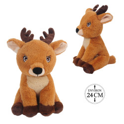 Peluche Daim Cerf Assis 24cm